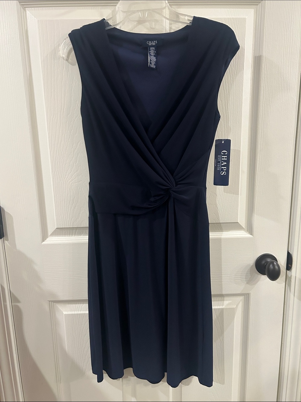Chaps women’s small Navy Twist-Knot V-Neck Sleeveless Dress